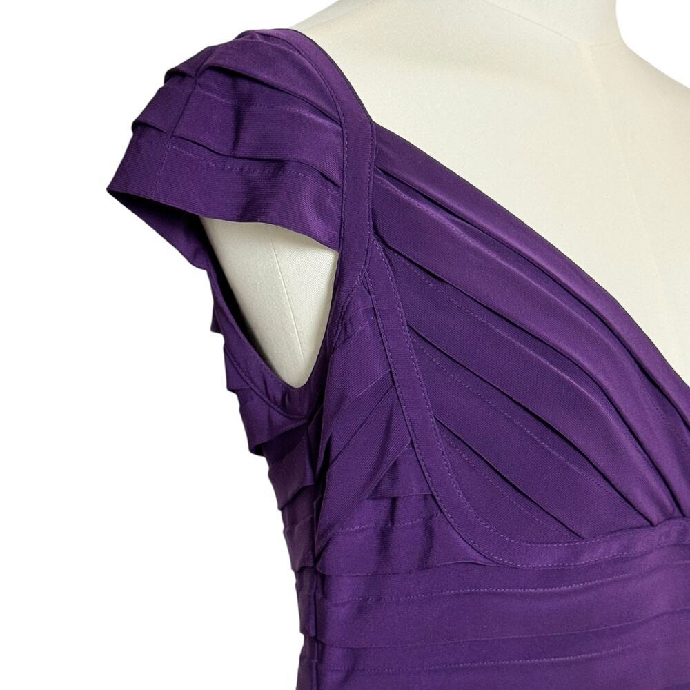 Adrianna Papell Purple Sheath Teired Midi Dress Banded Bodice Size 8 - Picture 8 of 9
